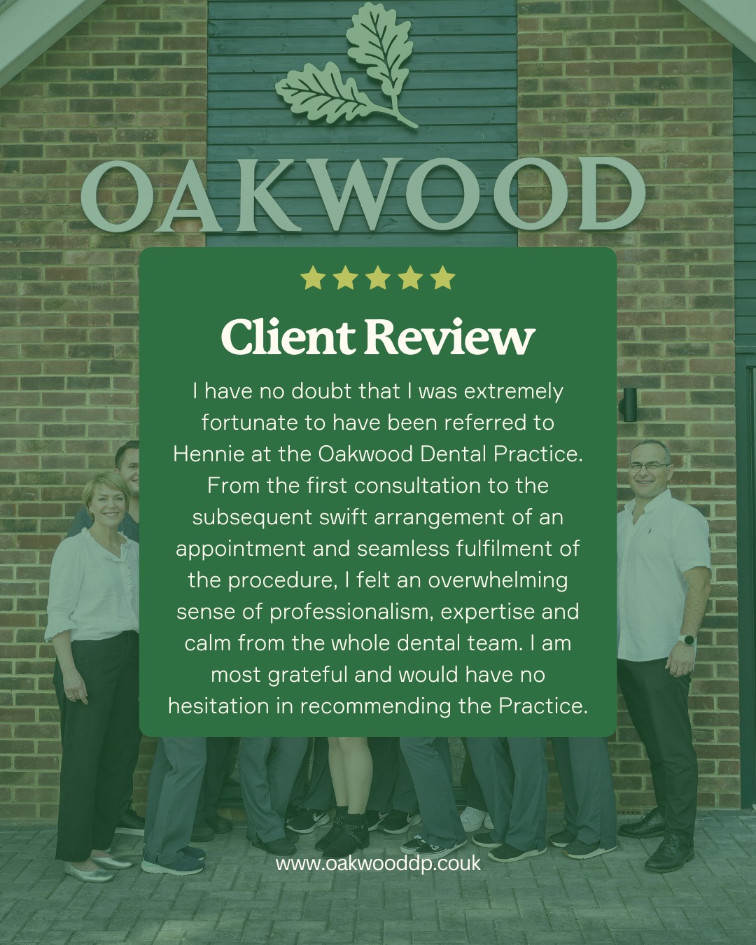 We truly appreciate feedback like this. ⭐

Our team at Oakwood Dental Practice is committed to delivering exceptional care from consultation to treatment — and it’s great to know it makes a difference.