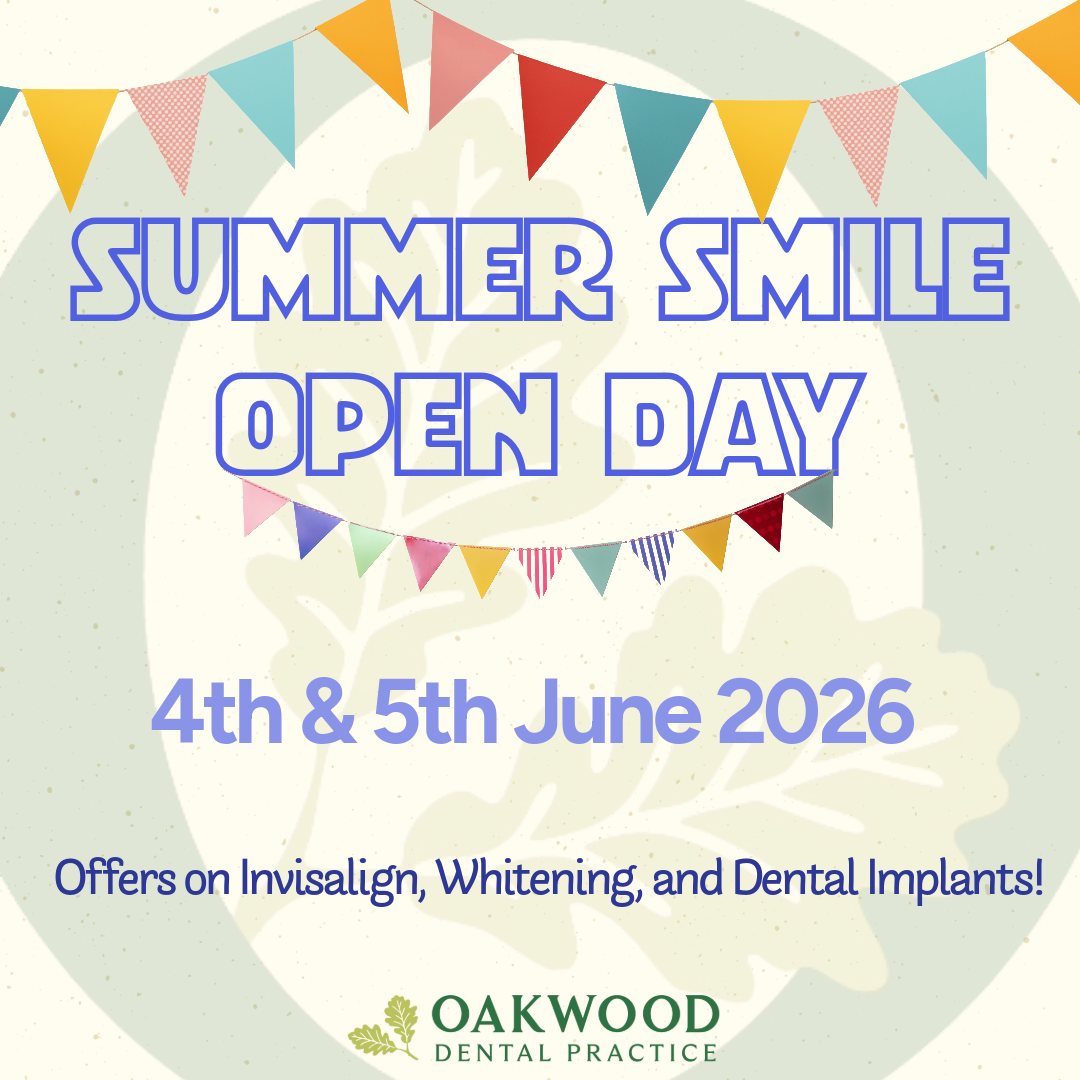 🦷 YOUR NEW SMILE STARTS HERE 🦷

Join us at the Oakwood Dental Practice Open Days on the 4th & 5th June 2026 for exclusive smile makeover offers! ✨

Enjoy special event discounts on:
✔ Invisalign
✔ Professional Teeth Whitening
✔ Dental Implants

Come and speak with our experienced team, explore your treatment options, and take the first step towards a more confident smile 😁

📅 4th & 5th June 2026
📍 Oakwood Dental Practice, Botley, SO30 2ES

Secure your place today!

#SmileMakeover #Invisalign #DentalImplants #TeethWhitening #OpenDay #OakwoodDental