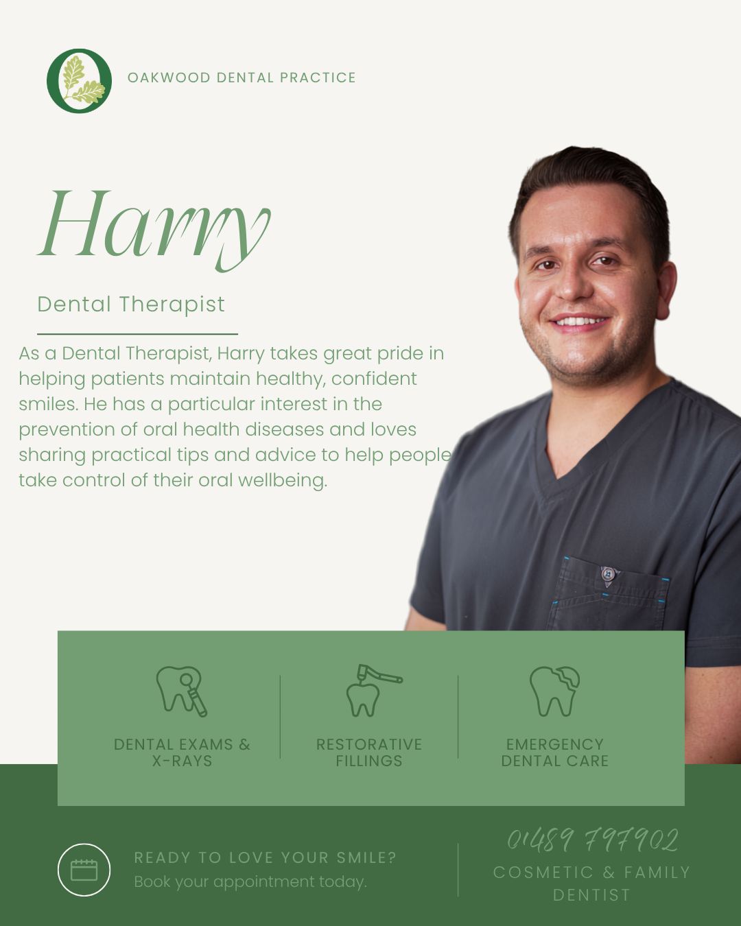 🦷✨ Did you know our Dental Therapist Harry can support you with more than one part of your dental care?
From keeping your smile fresh and healthy to carrying out check-ups and taking X-rays, Harry can help with a whole range of your dental needs! 🪥📸😁
One friendly face, lots of ways to look after your smile 💙